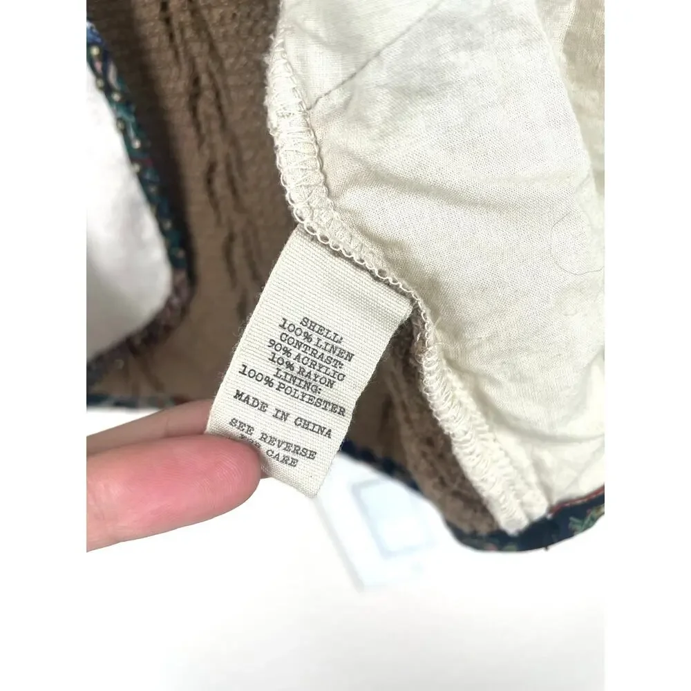 Womens‎ Vest Sz S Linen Embroidered Fairy Grunge Cottage Renaissance Boho Whimsy - Picture 4 of 6